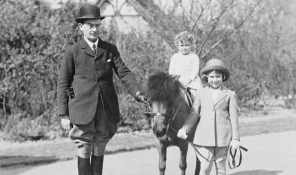 The Queen with her pony, along with sister Margaret and Mr Owen